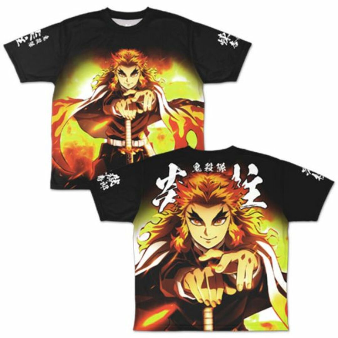 鬼滅の刃 煉獄 煉獄杏寿郎 両面フルグラフィックTシャツ COSPA ブラック XLサイズ
