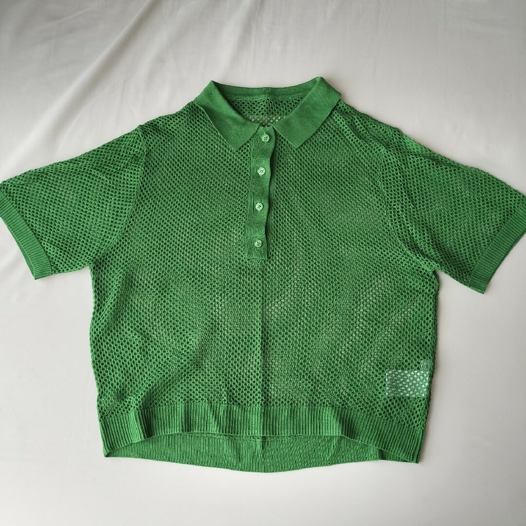 しまむら(シマムラ)のしまむら　グリーン　メッシュ　トップス　サイズL レディースのトップス(Tシャツ(半袖/袖なし))の商品写真