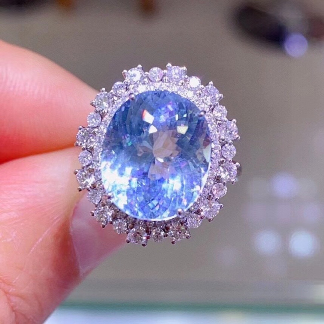 プレゼント⭐天然アクアマリン ダイヤ  リング k18 5.6ct