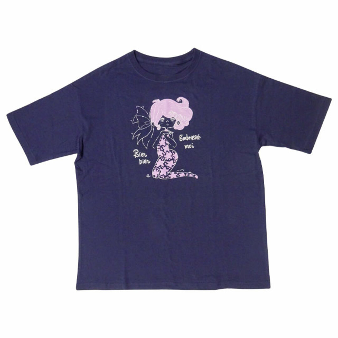 水森亜土 ビッグTシャツ リボン ネイビー M 亜土ちゃん