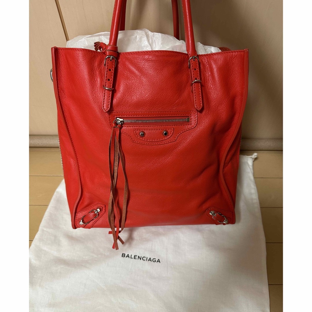 BALENCIAGA 赤 RED ペーパー ハンドバッグ バレンシアガ トート