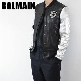 バルマン(BALMAIN)のMN BL0002 超高級 BALMAIN バルマン オールレザー ロゴ(スタジャン)