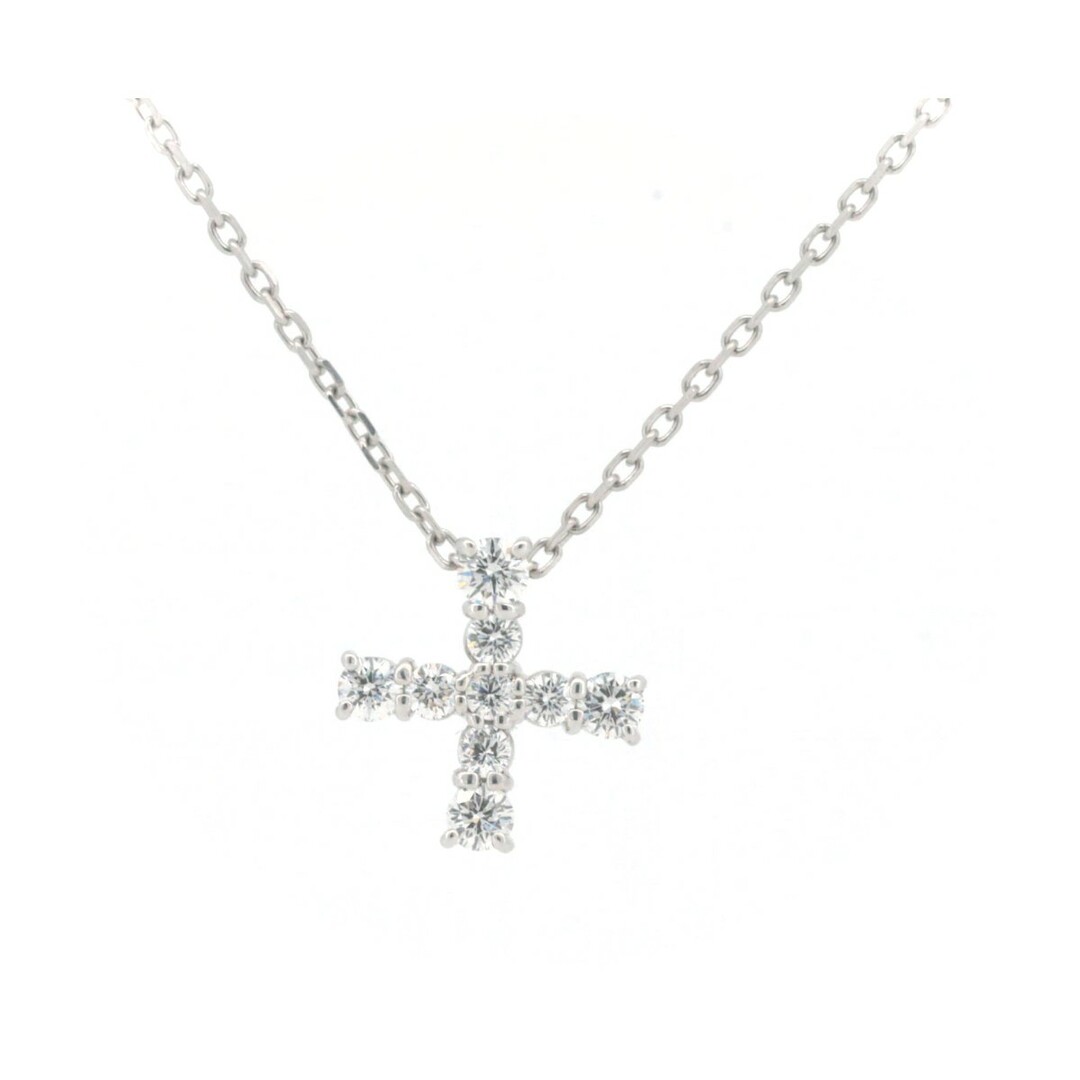 MIKIMOTO(ミキモト)の目立った傷や汚れなし ミキモト ダイヤモンド クロス ネックレス 0.31ct K18WG(18金 ホワイトゴールド) レディースのアクセサリー(ネックレス)の商品写真