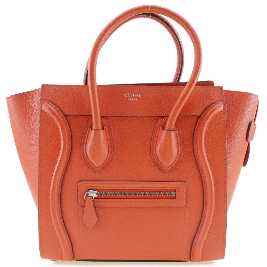 ファスナーポケットx1内側【CELINE】セリーヌ ラゲージマイクロショッパー 167793DRU.27 レザー 朱色 レディース ハンドバッグ