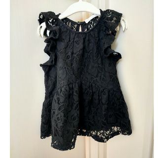 ザラキッズ(ZARA KIDS)のZARA ガール レースノースリーブブラウス 黒 128(ブラウス)