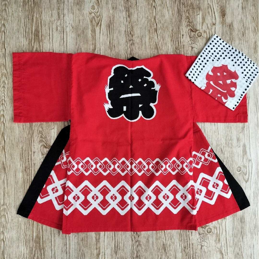 子供お祭りはっぴ、帯、手ぬぐいセット キッズ/ベビー/マタニティのキッズ服女の子用(90cm~)(甚平/浴衣)の商品写真