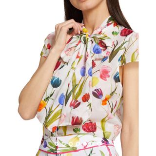 アリスアンドオリビア(Alice+Olivia)のAlice Olivia Jeannie Tulip Print shirt S(シャツ/ブラウス(半袖/袖なし))