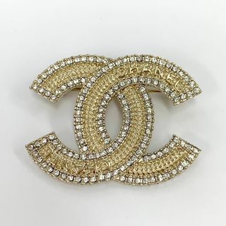 シャネル(CHANEL)の6941 シャネル ブローチ ココマーク ロゴ ラインストーン ゴールド(ブローチ/コサージュ)