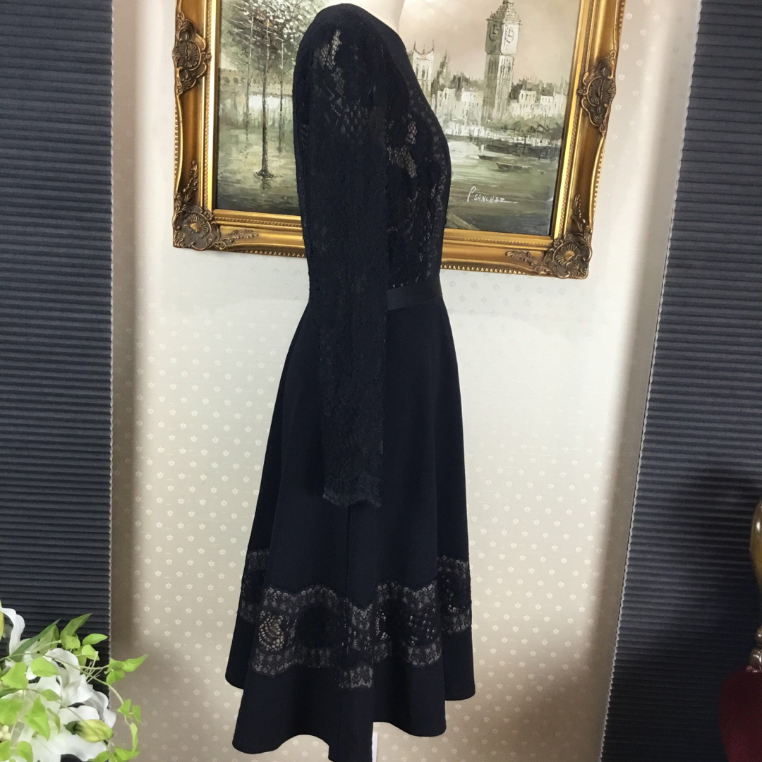 TADASHI SHOJI(タダシショウジ)の新品☆TADASHI SHOJI ブラック長袖サイズM (9~11号) T142 レディースのフォーマル/ドレス(ロングドレス)の商品写真