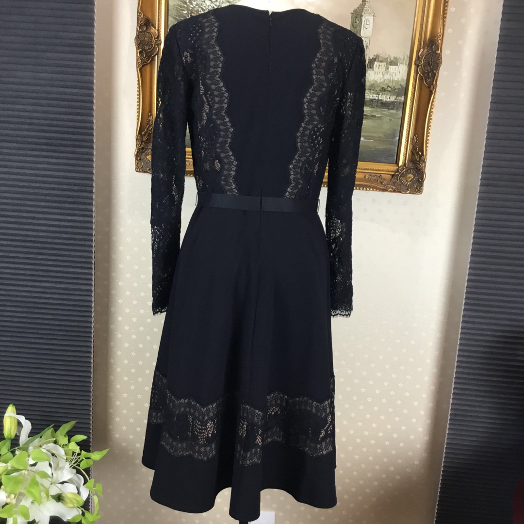 TADASHI SHOJI(タダシショウジ)の新品☆TADASHI SHOJI ブラック長袖サイズM (9~11号) T142 レディースのフォーマル/ドレス(ロングドレス)の商品写真