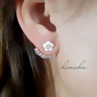 フラワーピアス 2wayバックキャッチピアス  ゴールド(ピアス)