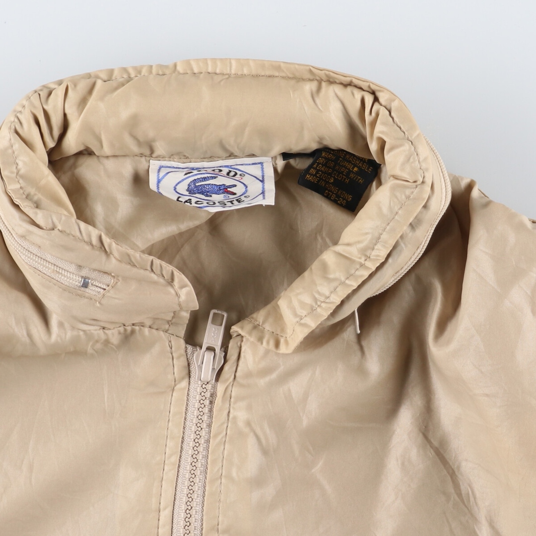 古着 LACOSTE ジップアップナイロンジャケット 中綿 ワニロゴ ライン-