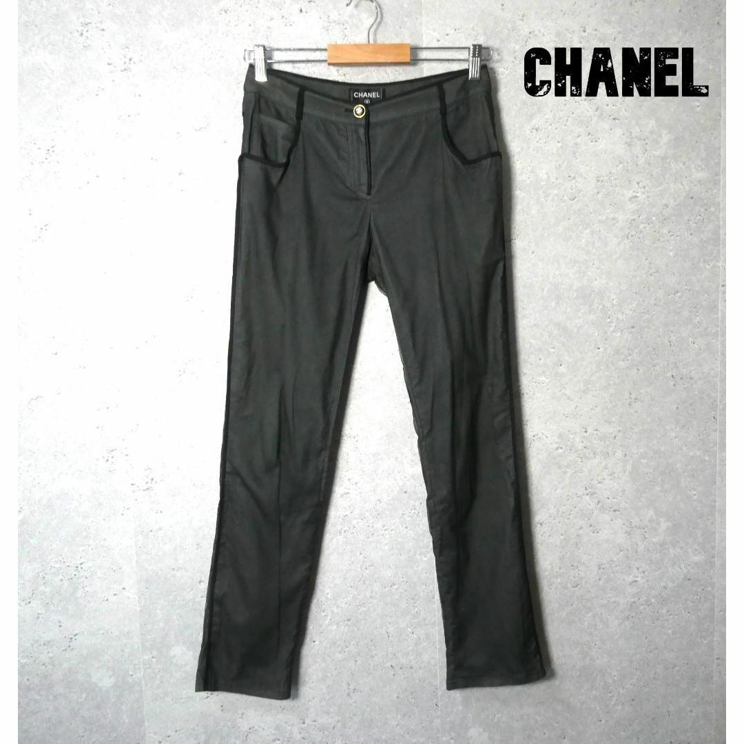 ほぼ美品 CHANEL ココマーク メッシュ レイヤード テーパード パンツ