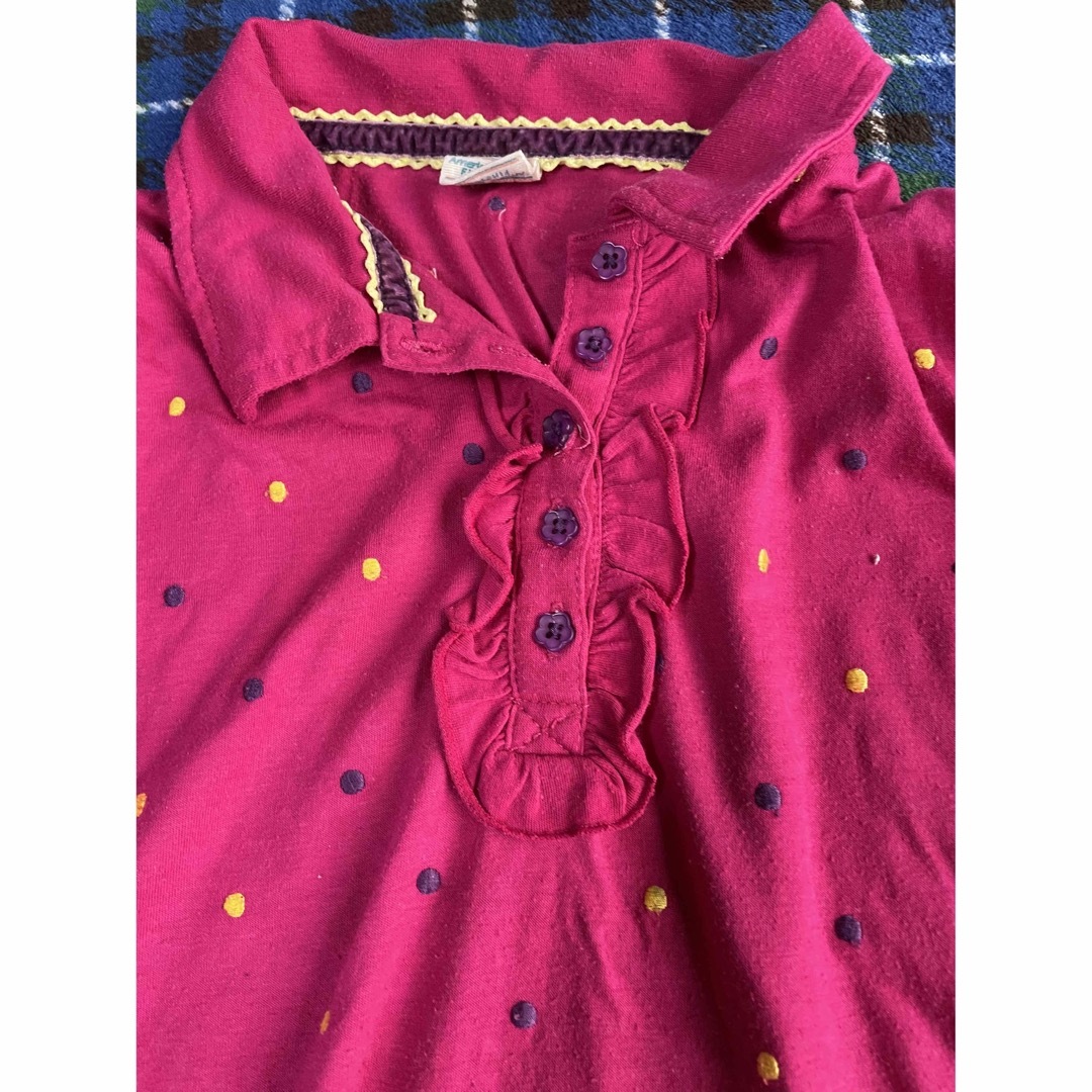 MPS(エムピーエス)のMPS ポロシャツ ピンク ドット 130cm キッズ/ベビー/マタニティのキッズ服女の子用(90cm~)(Tシャツ/カットソー)の商品写真