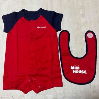 ミキハウス(mikihouse)のmiki HOUSE ミキハウス　ロンパース　スタイ　2点セット　未使用　ベビー(ロンパース)