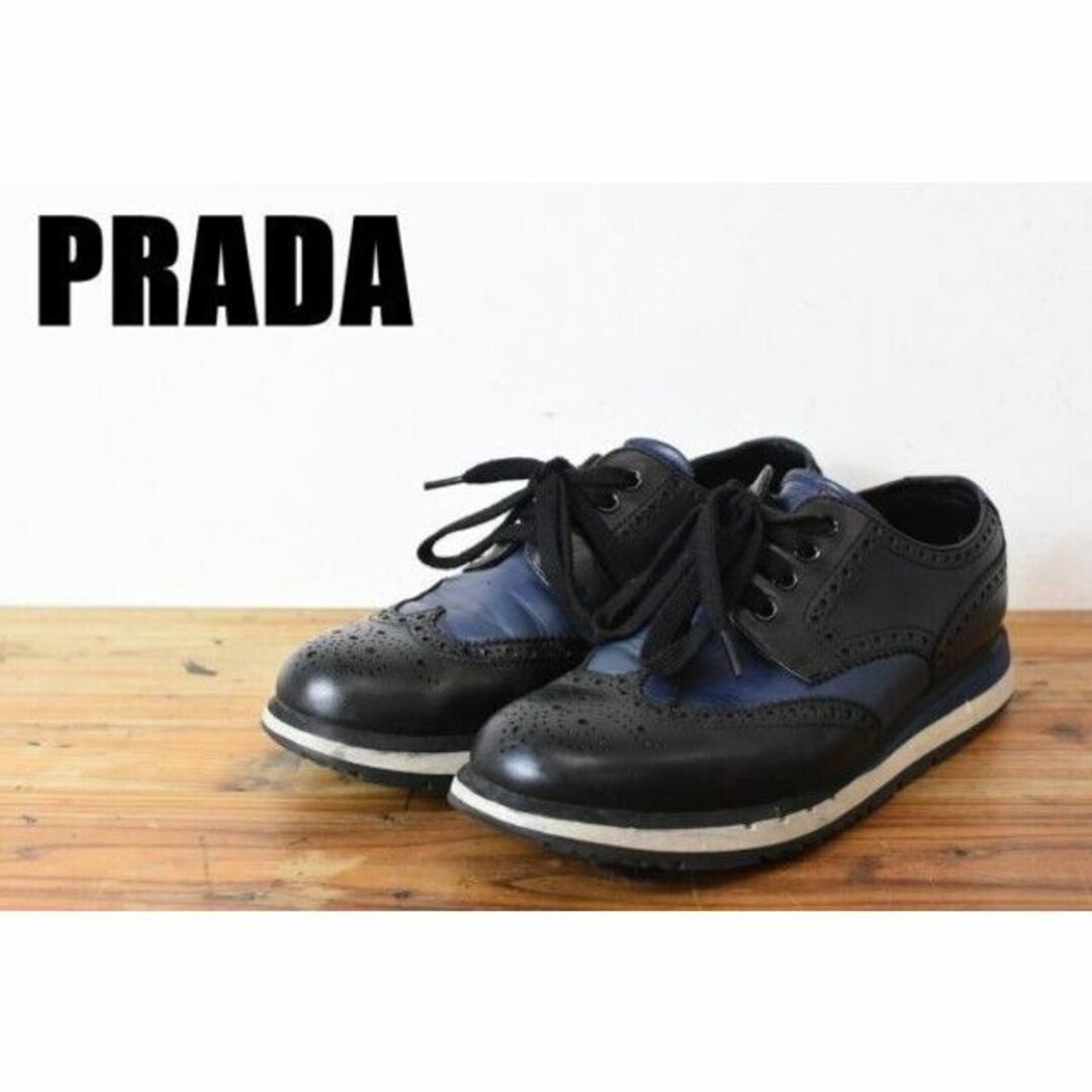 28横幅MN BM0010 高級 PRADA プラダ メンズ レザー ウィングチップ