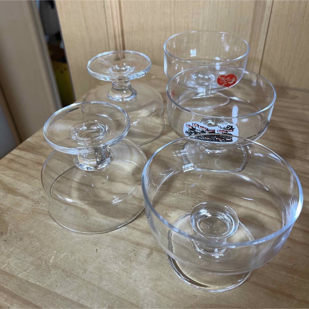 昭和レトロ アイスクリームグラス プリン皿 パフェグラス 硝子 5個セット