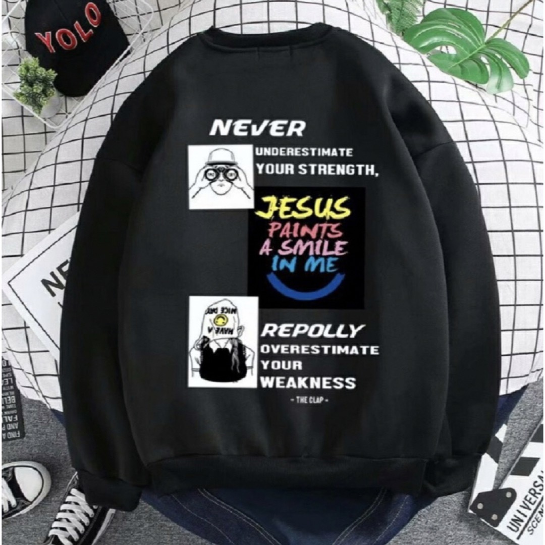 トレーナー ロンT Never jesus ネバー ジーザス 韓国ファッション