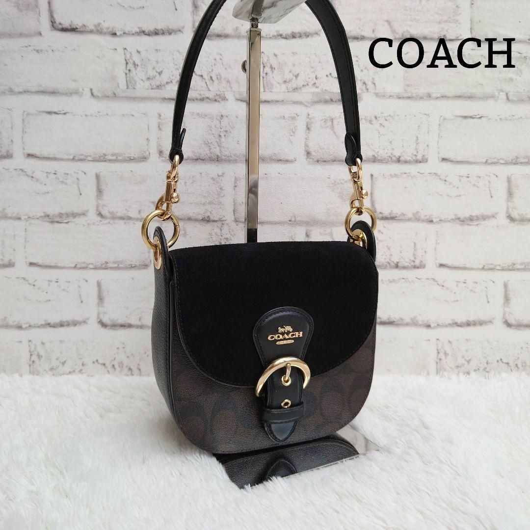 COACH(コーチ)の美品 コーチ 3way クレオ ショルダーバッグ シグネチャー PVC スエード レディースのバッグ(ショルダーバッグ)の商品写真