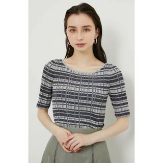 リエンダ(rienda)のチェックRIB Knit TOP rienda リエンダ トップス ニット(ニット/セーター)