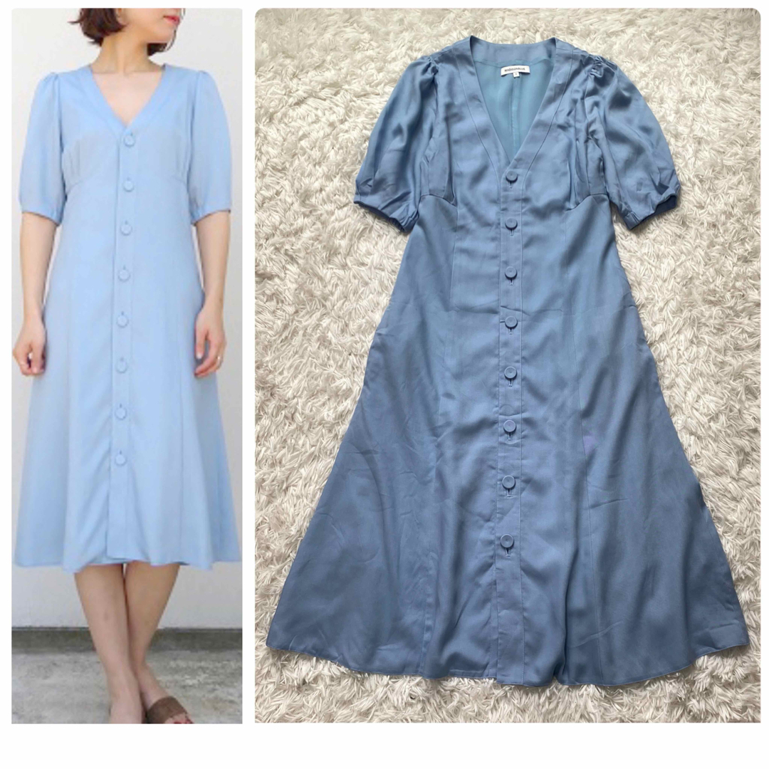 美品✨マディソンブルー ロングワンピース 夏服 Ｖネック リヨセル シルク