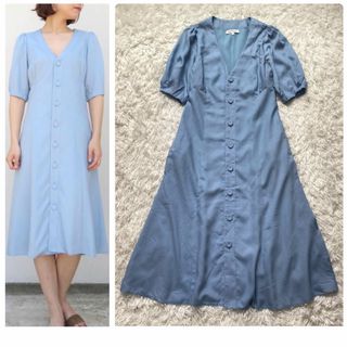 マディソンブルー(MADISONBLUE)の美品✨マディソンブルー ロングワンピース 夏服 Ｖネック リヨセル シルク(ロングワンピース/マキシワンピース)