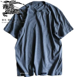 バーバリー(BURBERRY)の【BURBERRY】半袖Tシャツ　Vネック　灰　L　日本製★(Tシャツ/カットソー(半袖/袖なし))