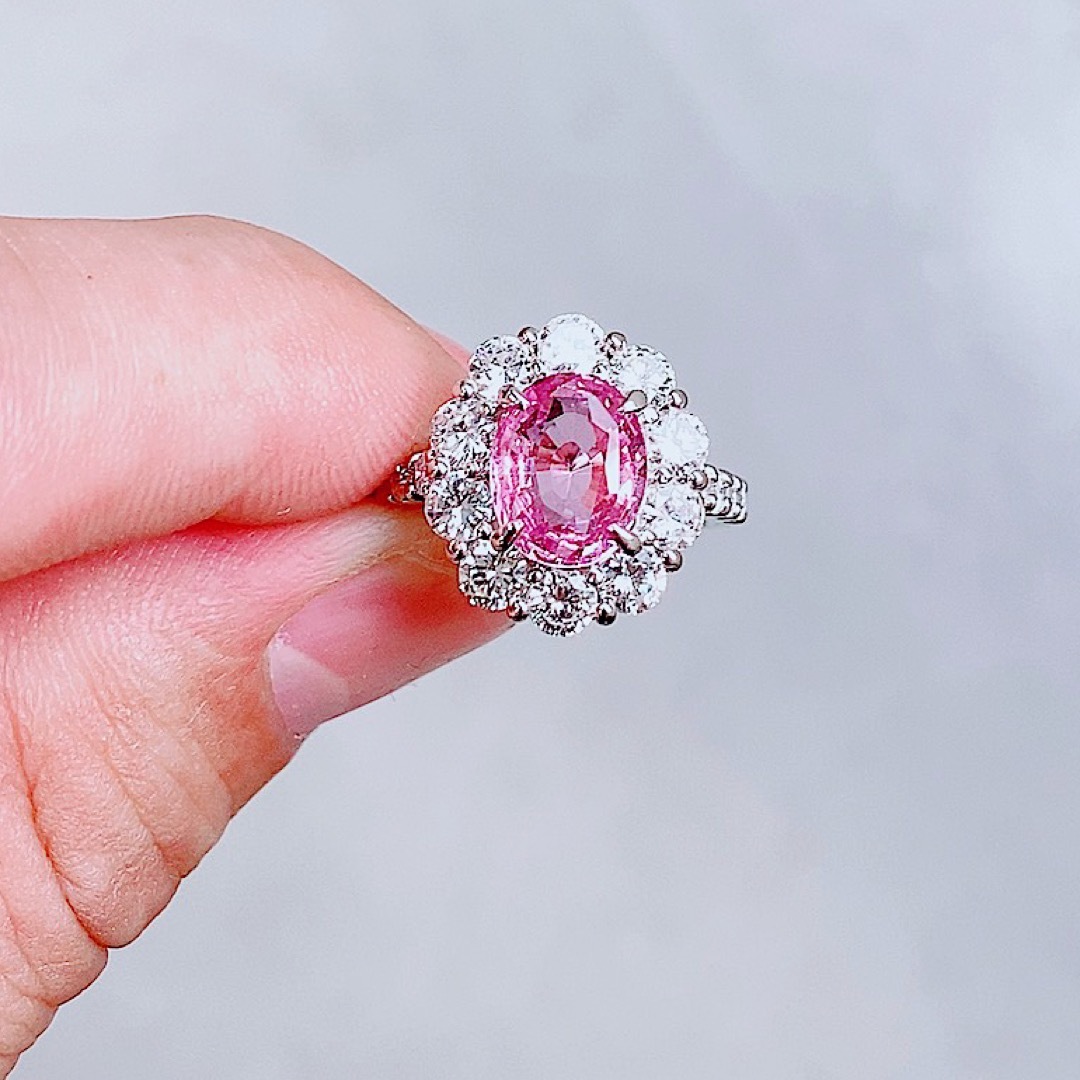 ★3.0ct★✨大粒ピンクサファイア2.1ctダイヤモンドプラチナリング指輪 レディースのアクセサリー(リング(指輪))の商品写真