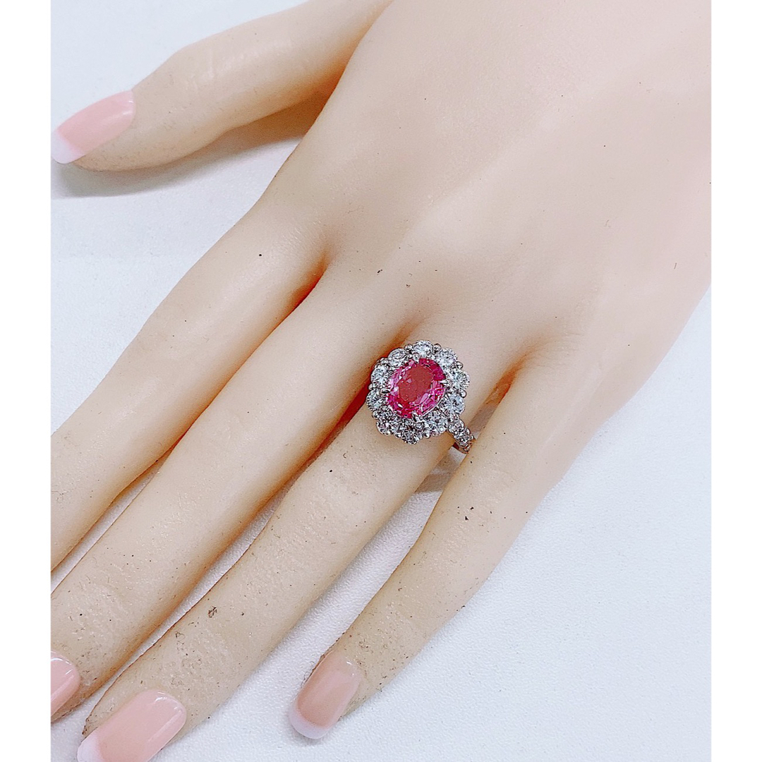 ★3.0ct★✨大粒ピンクサファイア2.1ctダイヤモンドプラチナリング指輪 レディースのアクセサリー(リング(指輪))の商品写真