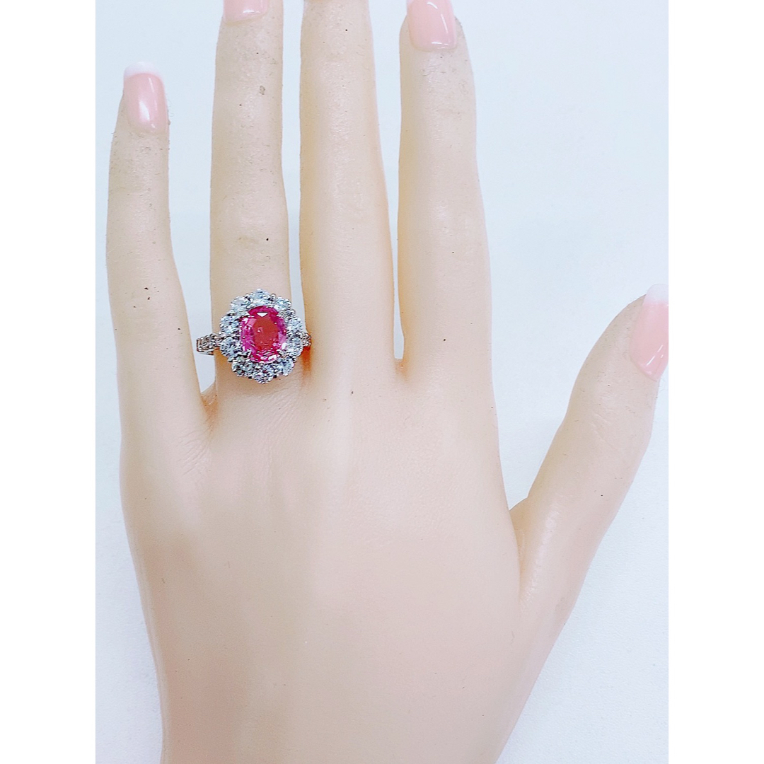 ★3.0ct★✨大粒ピンクサファイア2.1ctダイヤモンドプラチナリング指輪 レディースのアクセサリー(リング(指輪))の商品写真