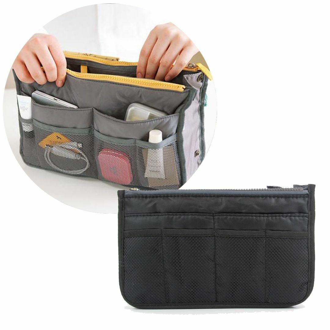 バッグインバッグ ブラック インナーバッグ カバン ポーチ 旅行 便利 レディースのバッグ(その他)の商品写真