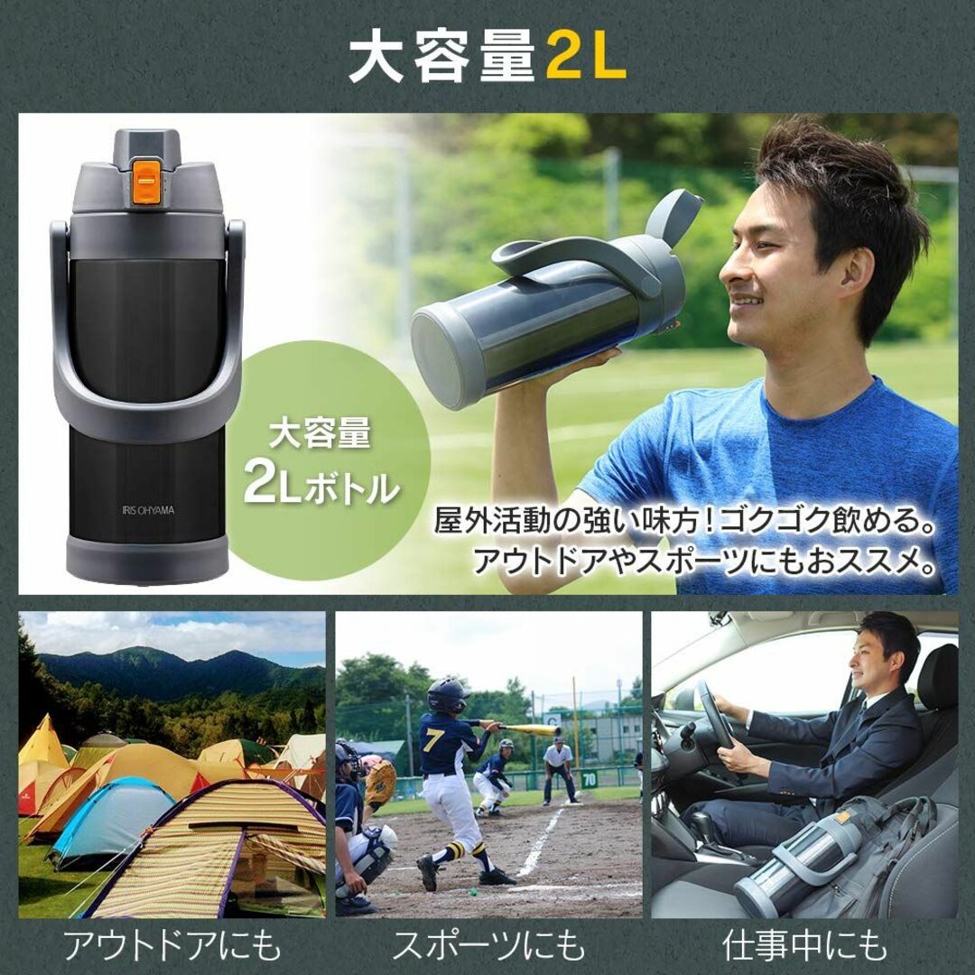 【色:ブルー_サイズ:2000ml】アイリスオーヤマ 水筒 2000ml 真空断