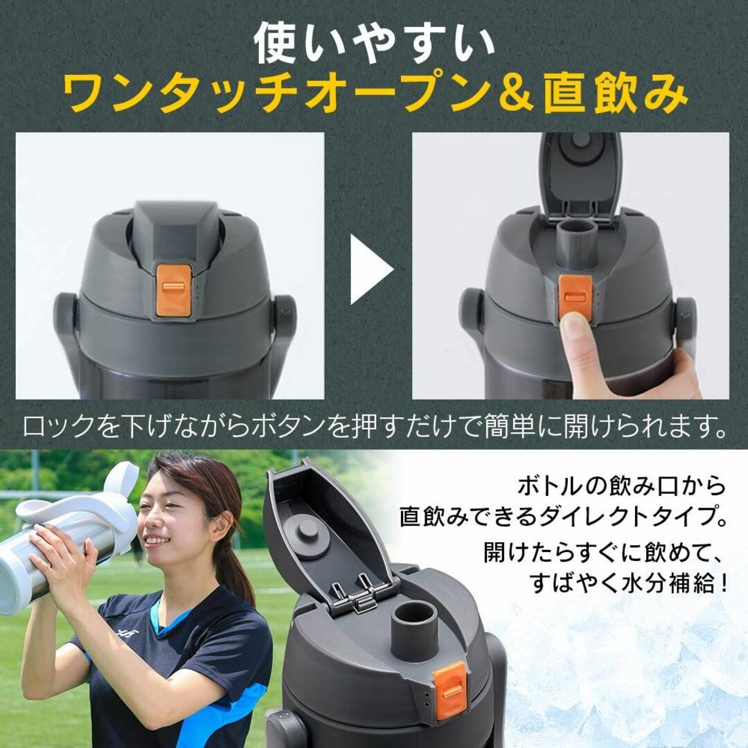 【色:ブルー_サイズ:2000ml】アイリスオーヤマ 水筒 2000ml 真空断