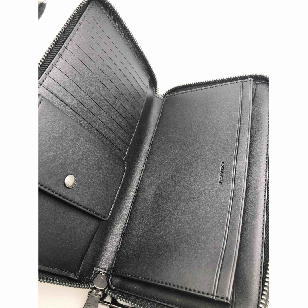 【COACH☆新品】大人気!ダブルジップ!トラベル!シグネチャー!チャコール!