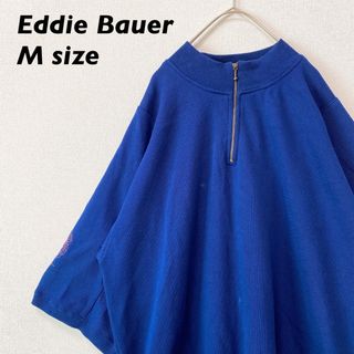 エディーバウアー(Eddie Bauer)のエディーバウアー　スウェット　トレーナー　半袖　刺繍ロゴ　ハーフジップ　男女兼用(Tシャツ/カットソー(半袖/袖なし))