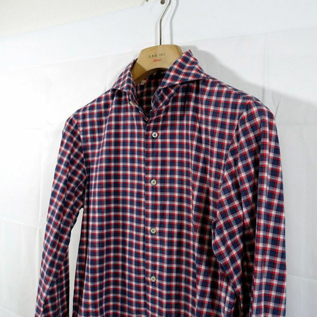 【定番】ギローバー　白紺赤チェックシャツ　GUY ROVER 1