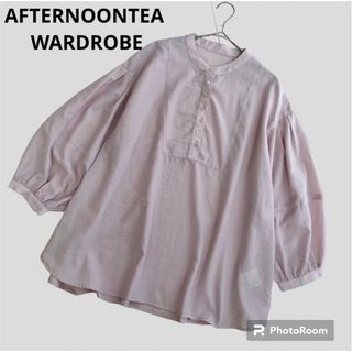 アフタヌーンティー(AfternoonTea)のアフタヌーンティー UVスパンブロード プザム切替ブラウス　ライトピンク(シャツ/ブラウス(長袖/七分))