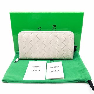 ボッテガヴェネタ(Bottega Veneta)の美品 ボッテガヴェネタ イントレチャート ラウンドファスナー長財布 レザー(長財布)