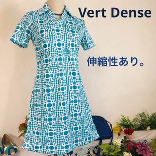 ヴェールダンス(Vert Dense)のVert Denseさわやかスカイブルー。 ジャージワンピース膝上　半袖　M(ひざ丈ワンピース)