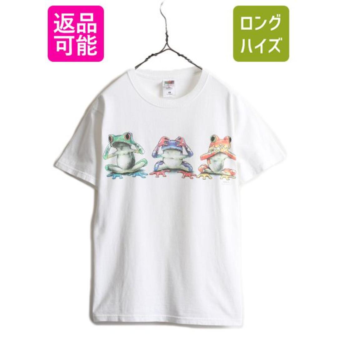 00s カエル プリント Tシャツ M  白 アニマル 動物 アート イラスト