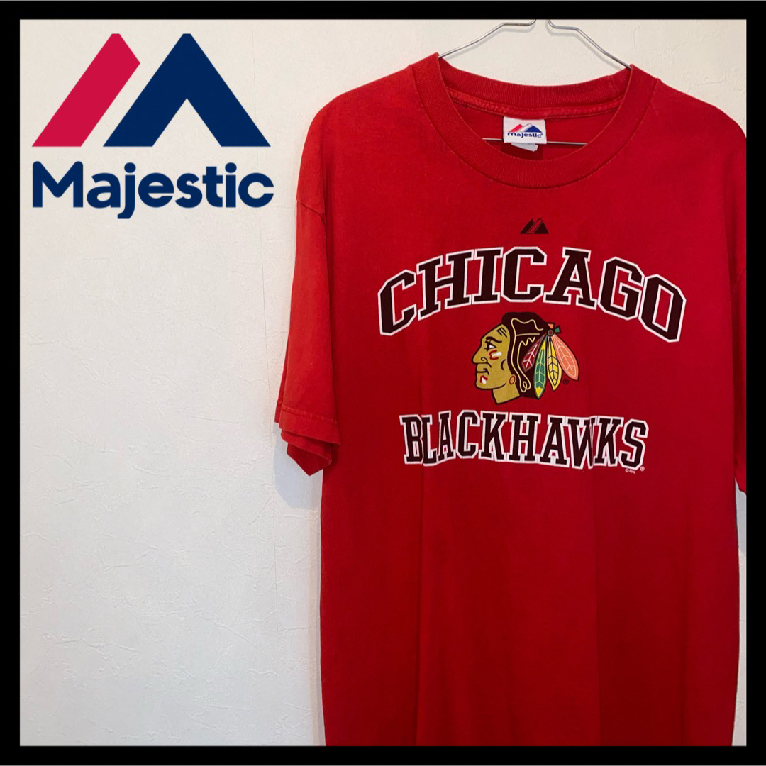 マジェスティック Lサイズ レッド Tシャツ NHL アイスホッケーチーム