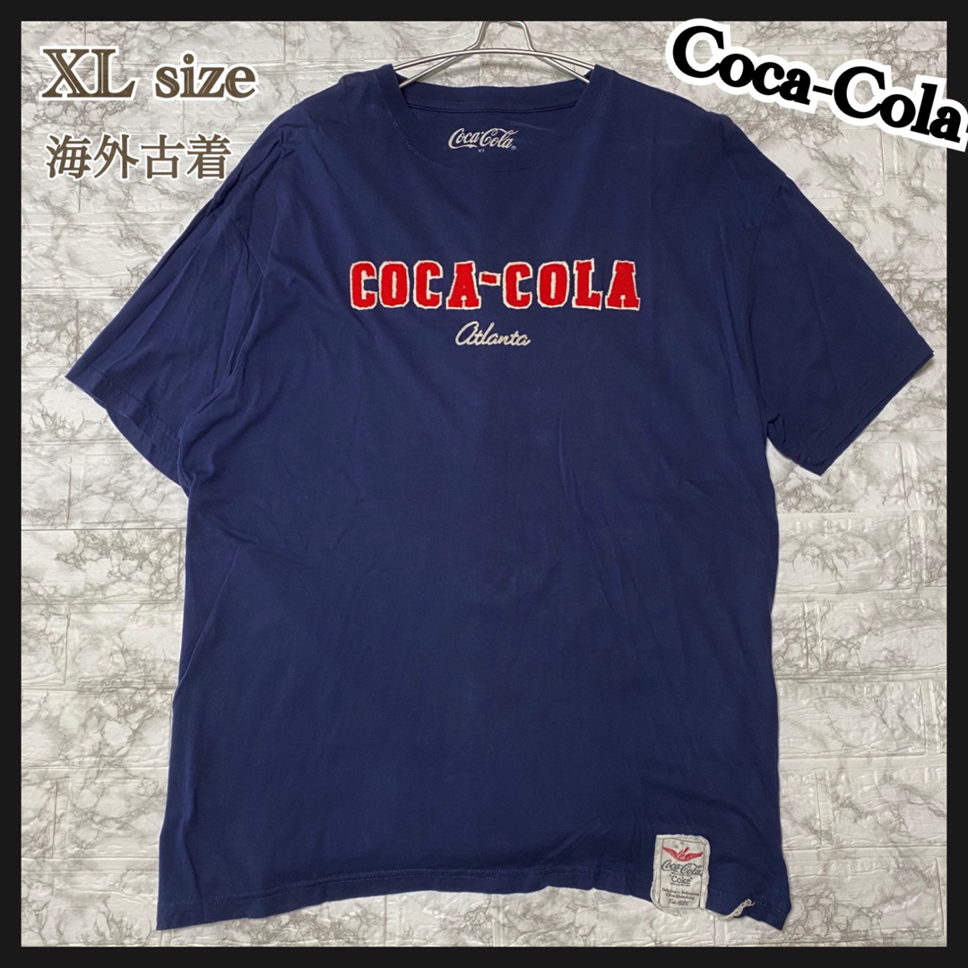 ⑥ XL ネイビー古着 Tシャツ 半袖 コカコーラ 海外  メンズ レディース  メンズのトップス(Tシャツ/カットソー(半袖/袖なし))の商品写真