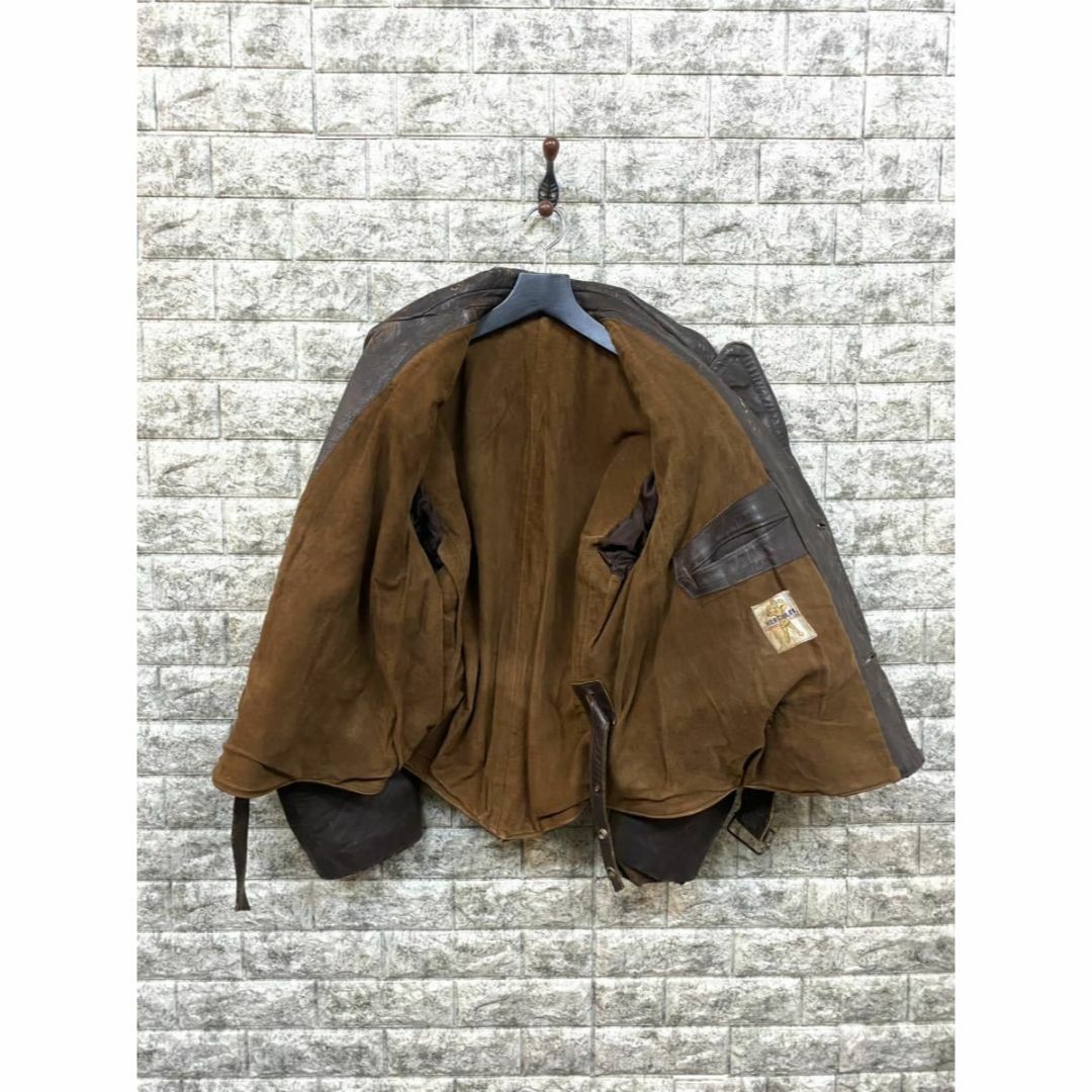 MILITARY - 極厚 1940s ドイツ製 変形 レザー コート ライダース
