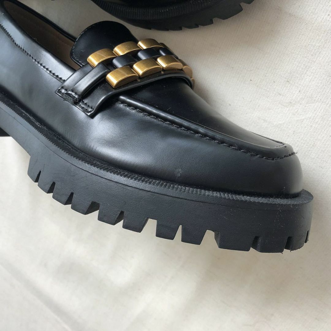 ZARA ローファー トラックソール ビジューローファー 厚底37 ブラック