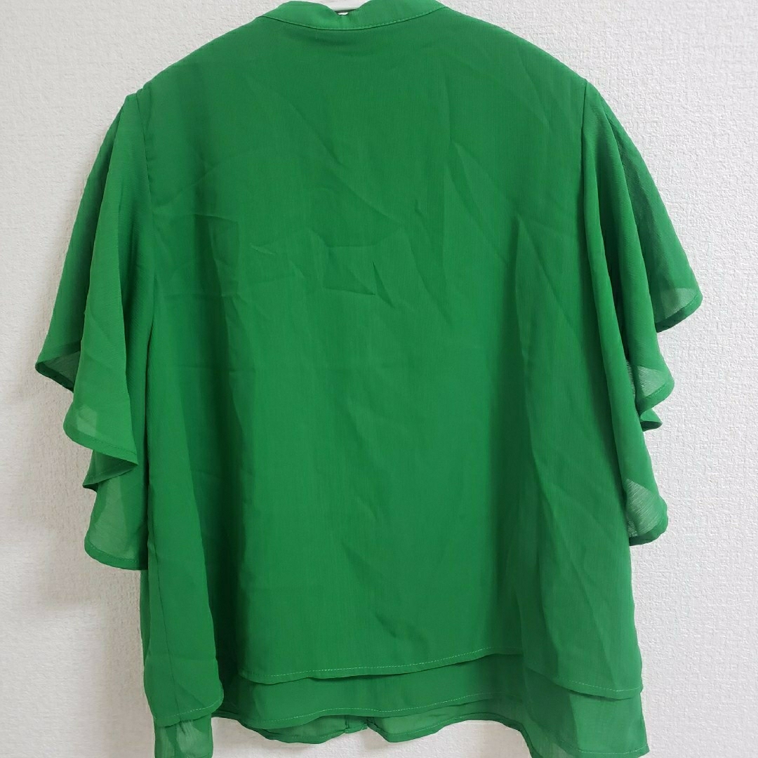 GRL(グレイル)のGRL フリルスリーブブラウス[kz64] グリーン 緑 M 半袖 夏 レディースのトップス(カットソー(半袖/袖なし))の商品写真