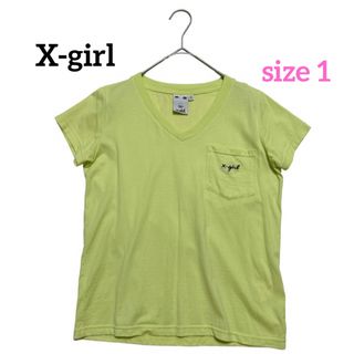 エックスガール(X-girl)のX-girl エックスガール 半袖Tシャツ ロゴ 黄色 蛍光色 サイズ1(Tシャツ(半袖/袖なし))