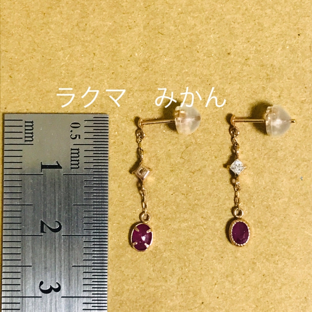 アクセサリーPePe K10PG ルビー CZ クラシック ピアス レトロ