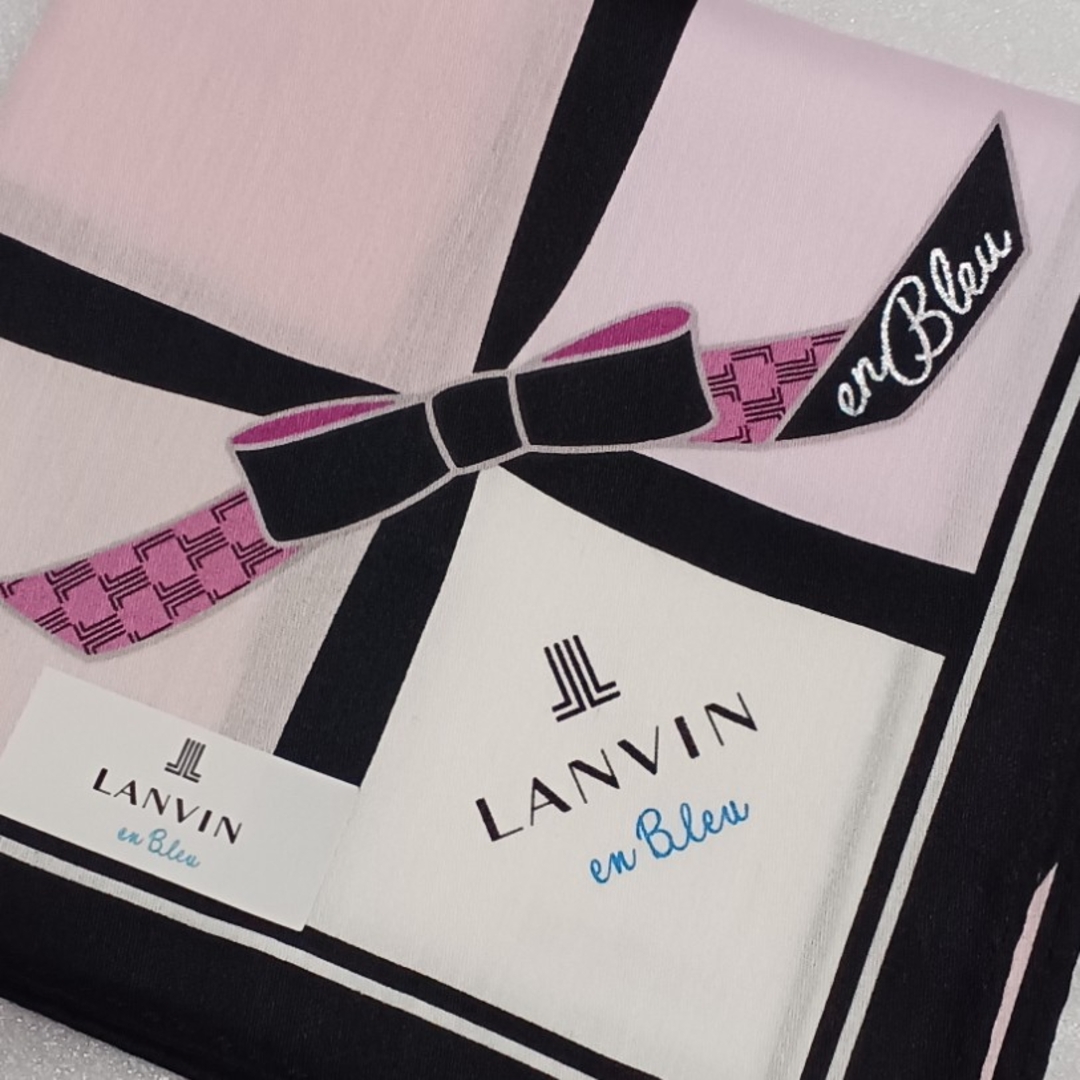 LANVIN en Bleu(ランバンオンブルー)の値下げ📌ランバンen Bleu☆大判ハンカチーフ58×58🎀 レディースのファッション小物(ハンカチ)の商品写真