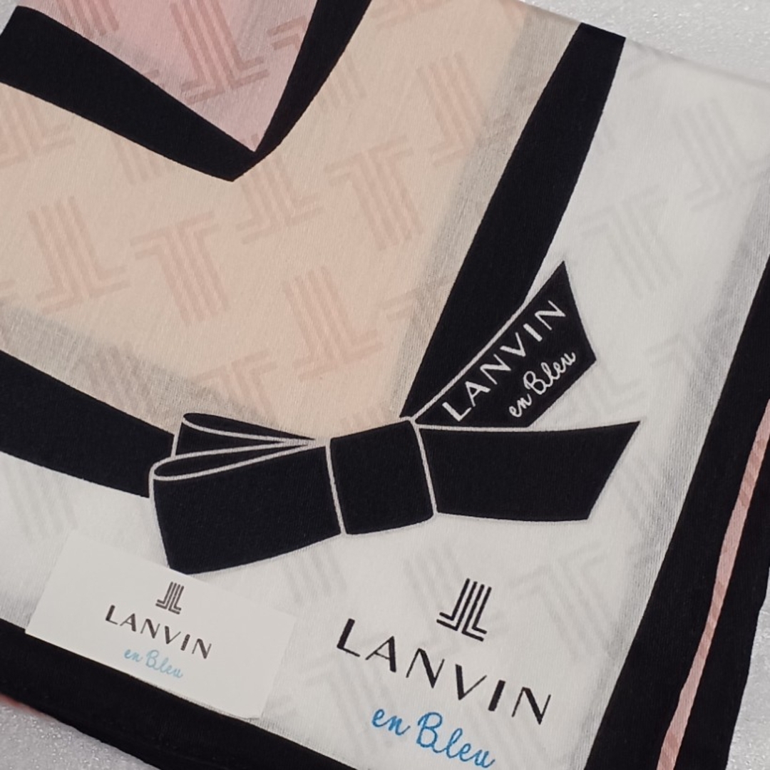 LANVIN en Bleu(ランバンオンブルー)の値下げ📌ランバンen Bleu☆大判ハンカチーフ58×58🎀 レディースのファッション小物(ハンカチ)の商品写真