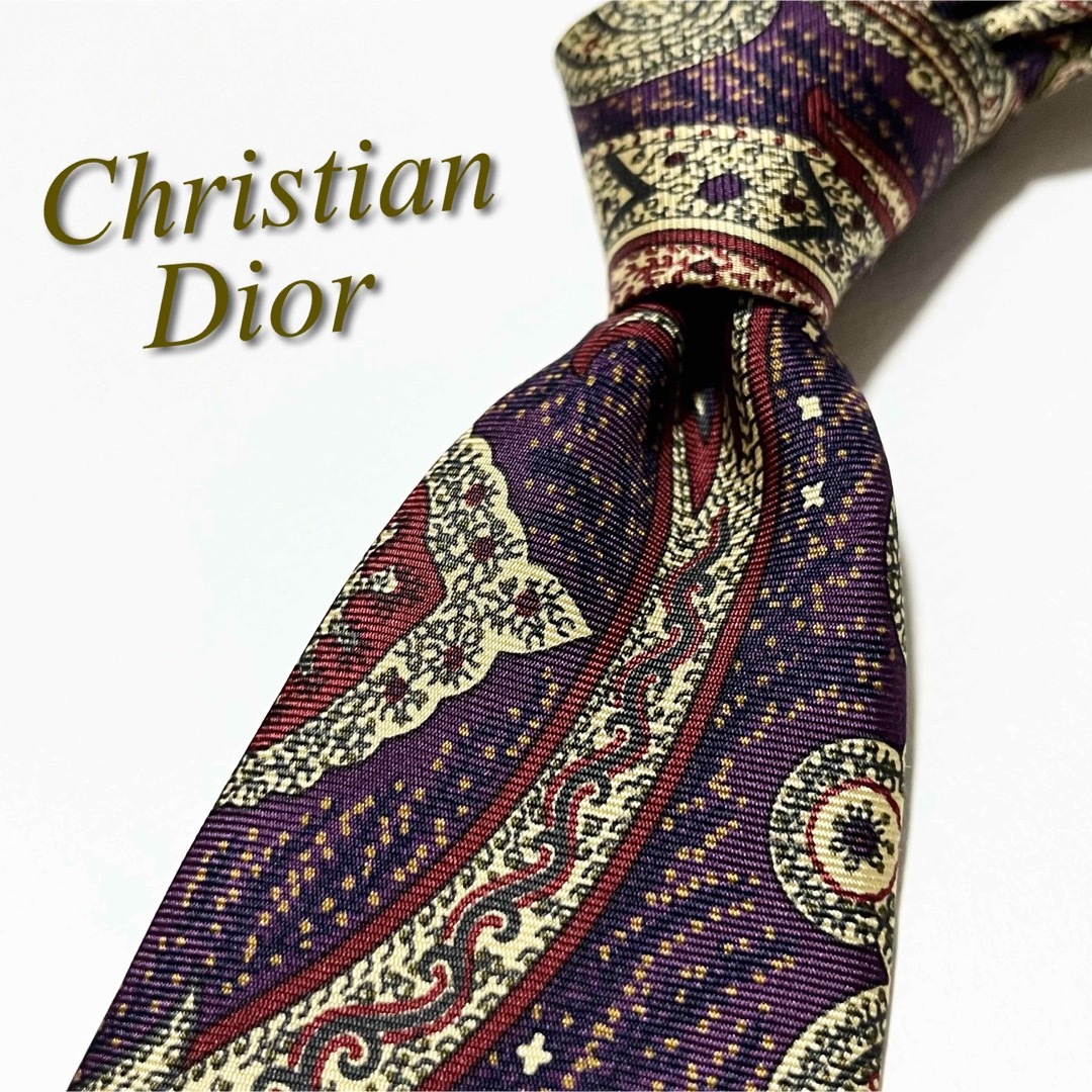 Christian Dior(クリスチャンディオール)の【美品】クリスチャンディオール ネクタイ ペイズリー柄 シルク 派手カラー メンズのファッション小物(ネクタイ)の商品写真